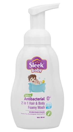 Sleek Baby Antibacterial 2 in 1 Hair & Body Foamy Wash